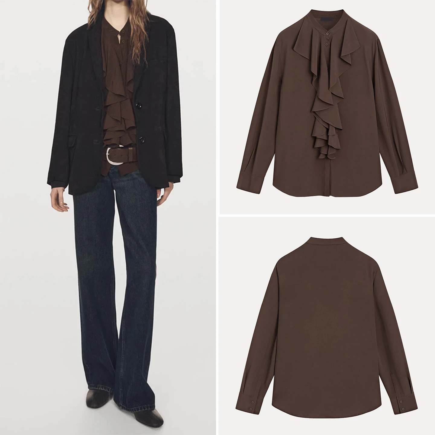 

Зима 2021, женский длинный топ с воротником-стойкой и кружевной отделкой Z, женская одежда премиум-класса в европейском стиле Sle Faion