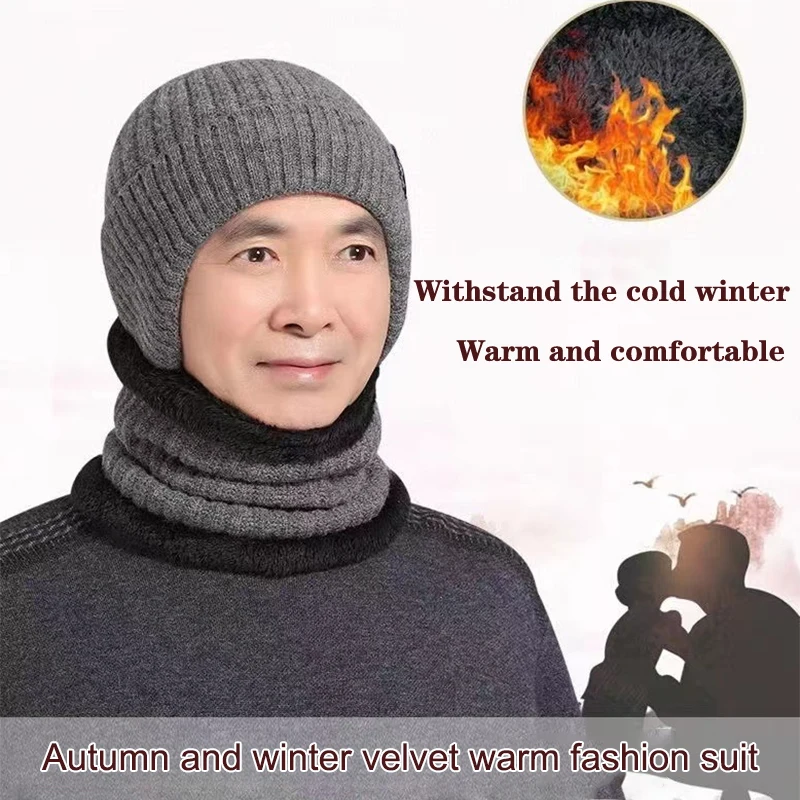 Fashion Winter Warm Hats For Men Outdoor Riding Hat Anti-cold Warm Thickening Cap Windproof Ear Protection Elderly Hat Gifts