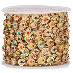 1M Width6mm Stainless Steel Chain Disc Roung Gold Plated Enamel Chains for Diy Jewelry Making Supplies Necklace Items Wholesale
