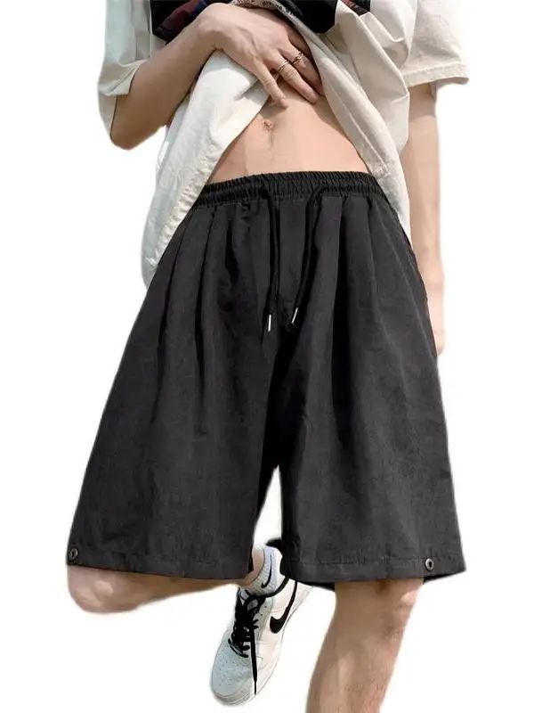 Celana Basket Olahraga Serbaguna Gaya Jalanan Tinggi Retro Lima Titik Longgar Trendi Amerika Pria Orts Kasual Suede Musim Panas