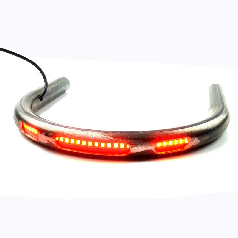 Universal Modified 7/8 Inch Motorcycle Cafe Racer Steel Rear Seat Frame Hoop Loop LED Brake Turn Tail