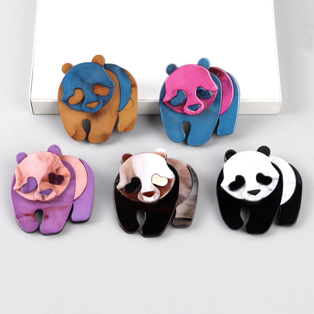 

FishSheep Lovely Acrylic Multi Color Giant Panda Brooches for Women Funny Animals Badge Backpack Clothing Brooch Accessories