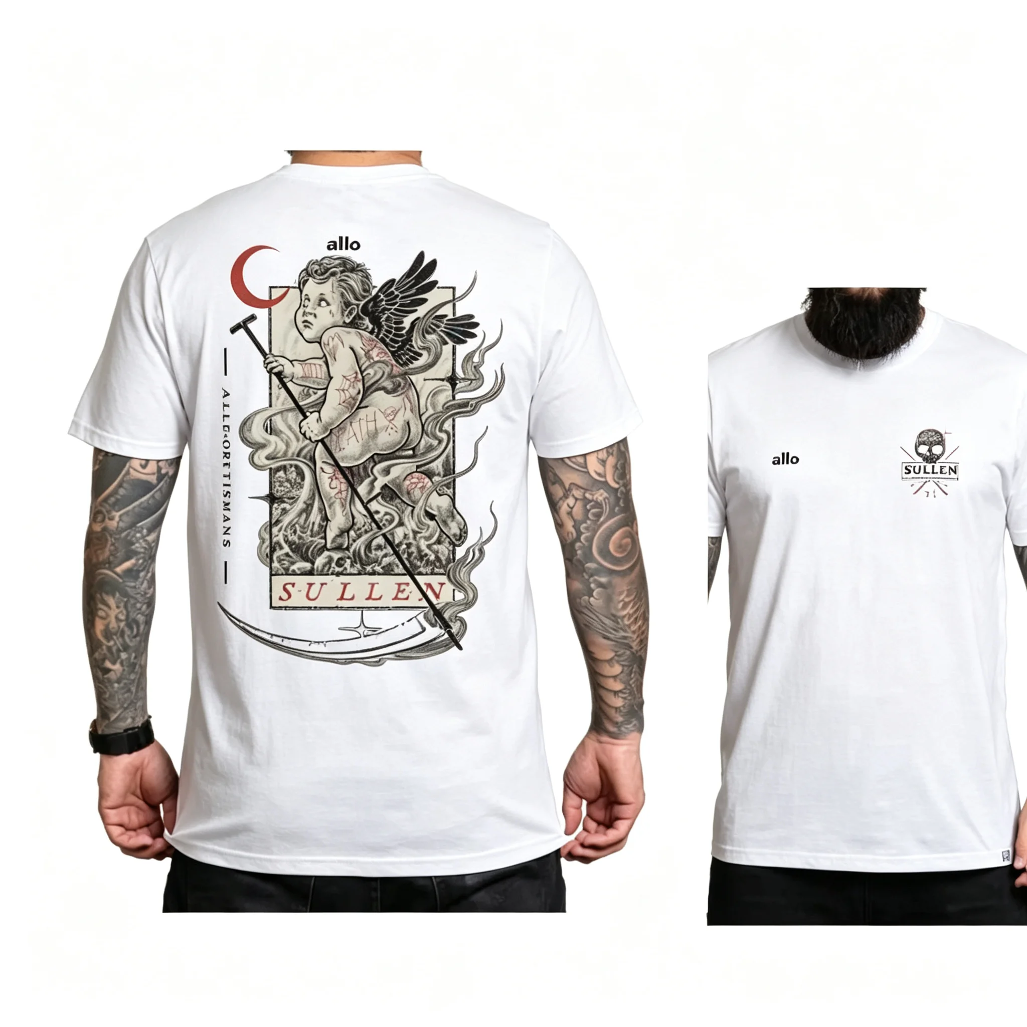 2026 Angel Premium Tattoo Art Street Trend Fashion Casual T-Shirt Men's and Women's Luxury Brand Top
