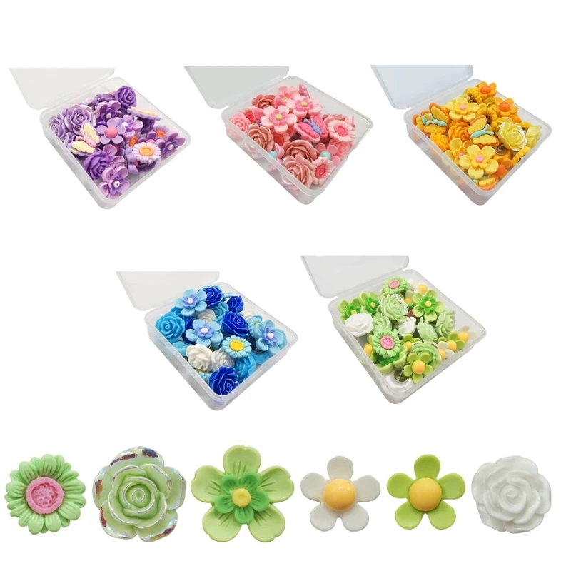 

Colorful 30pc Flower Pushpin Collection for Personalizes Work Space Embellishment