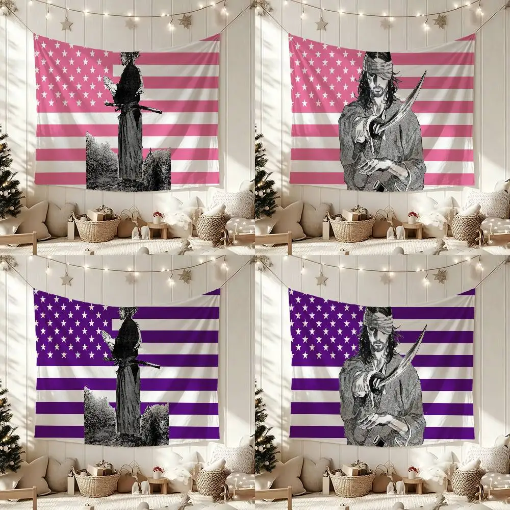 Vagabond M-Miyamoto Musashis Flags Wall Hanging Background Art Banner for Bedroom Home Outdoor Decor