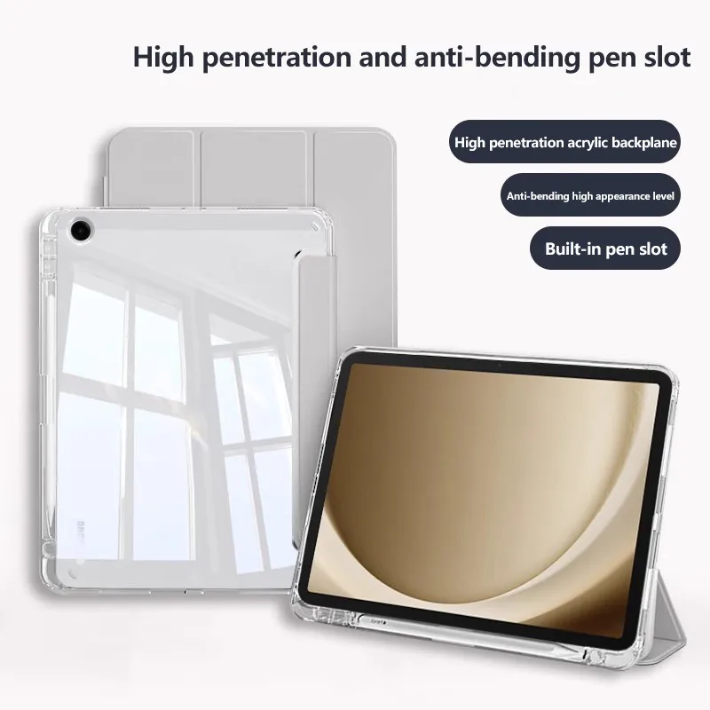 High End Clear Acrylic Anti-bending Case For Samsung Galaxy Tab S9 FE Plus 12.4 A9Plus S8 S7 S8 Plus S7 FE S6 Lite A9 A8