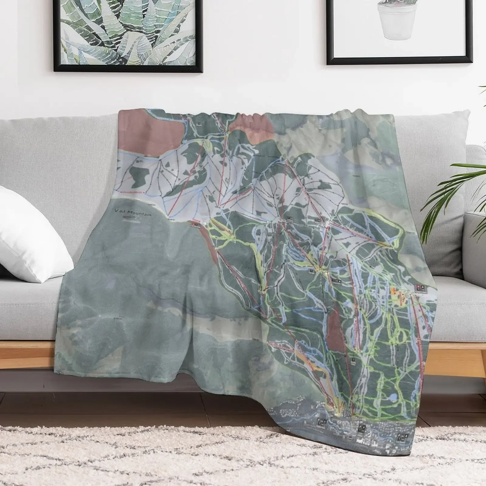 Vail Resort Trail Map Throw Blanket Warm Comfortable Blanket for Office Napping
