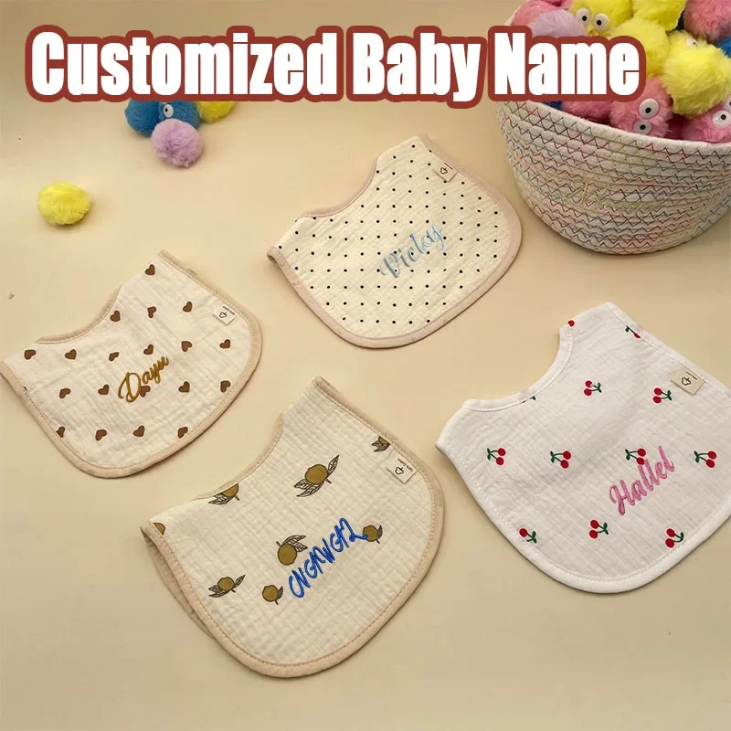 Personalized Baby Bib Cotton Products Newborn Bandana Waterproof Bibs For Children Custom Bib For Baby Feeding Saliva Towel Gift