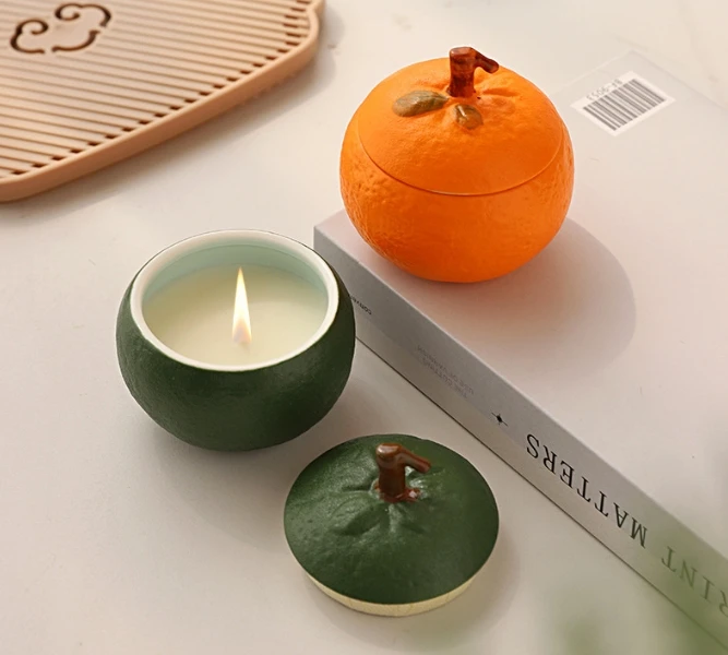 

C0EVNZIWJ7 Массовая поставка по заводе: свечи для ароматерапии с керамическими чашками, креативные банки в форме хурмы в качестве деталей домашнего декора