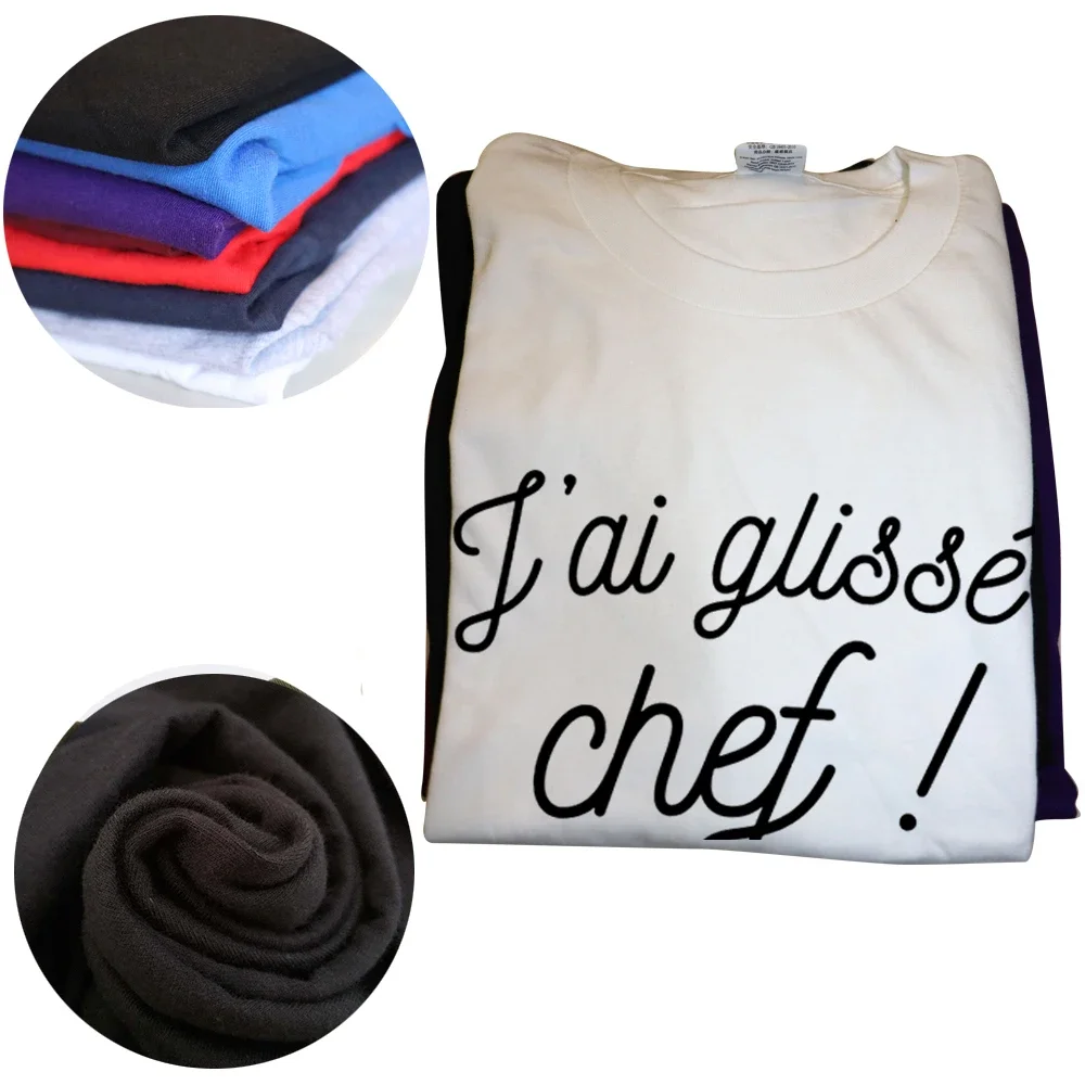 J\'ai Glisse Chef Humor Tshirt With French Text I Slip Chief Cult Movie Phrase Funny T Shirt 100% Cotton EU Size