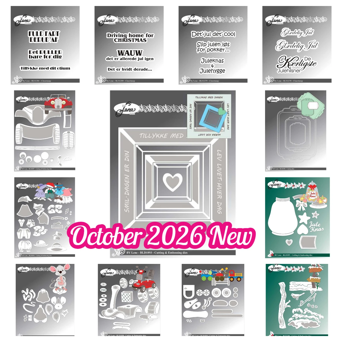 By Lene Danske Tekster Silicone Stamps Christmas Treats Metal Cutting Dies Scrapbooking DIY Gear Frame Die Cut Crafts Decoration