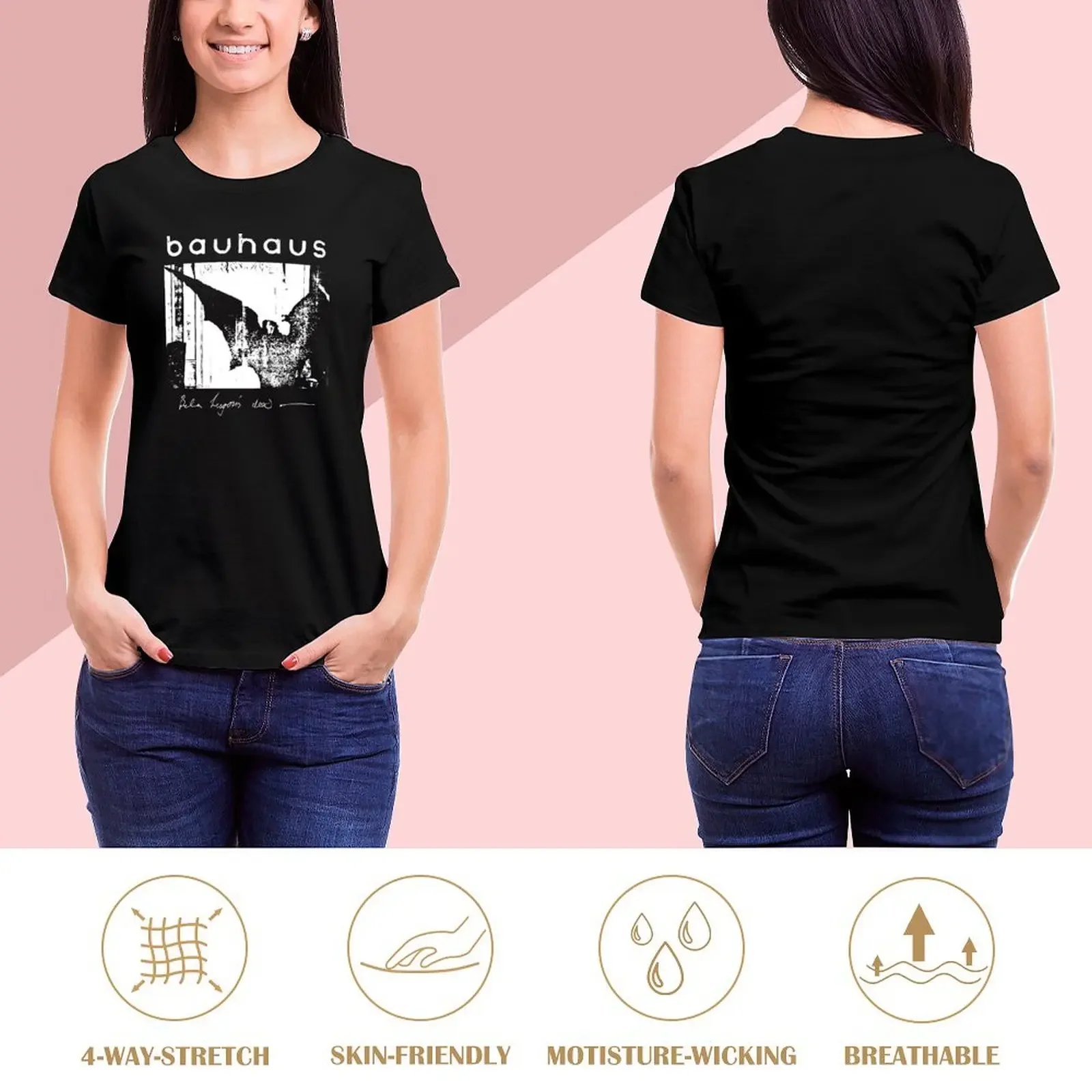 Bauhaus - Bat Wings - Bela Lugosi's Dead T-Shirt heavyweights shirts graphic tees Female clothing white t-shirts for Women