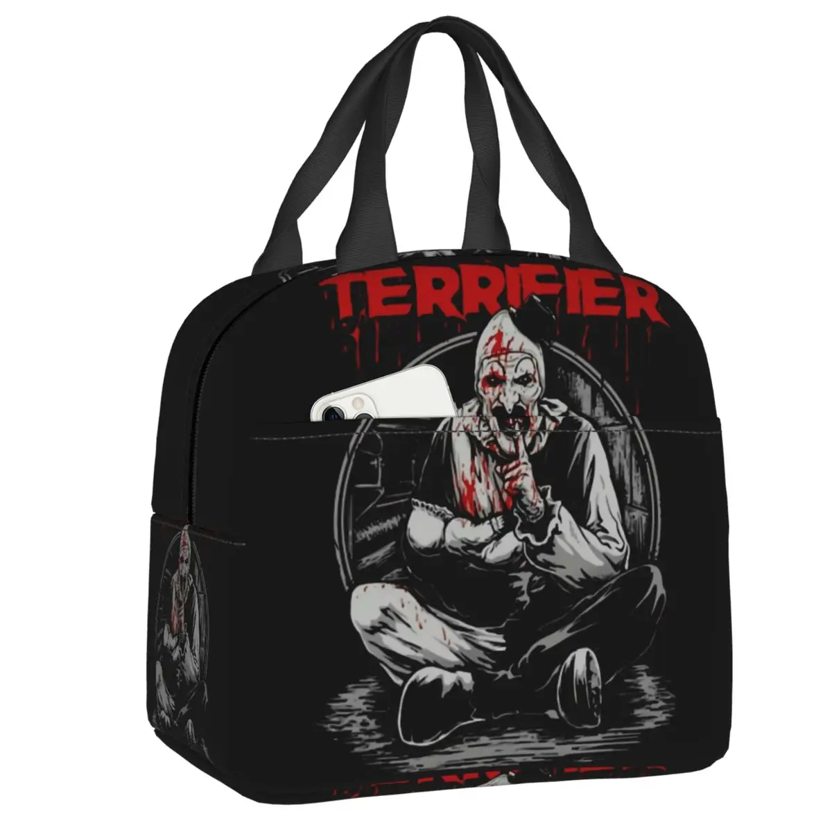 

Horror Halloween Movie Terrifier Clown Lunch Box Women Leakproof Thermal Cooler Food Insulated Lunch Bag Office Work