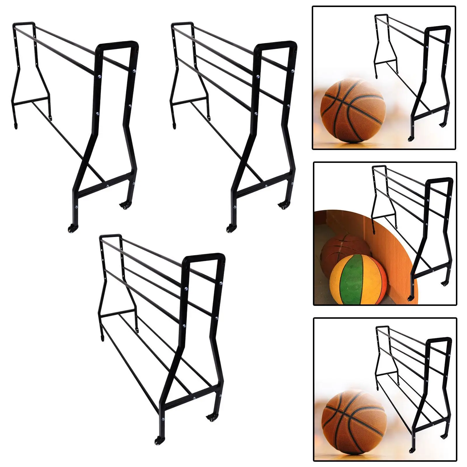 Basketball Rack Basketball Storage Rack Metal Movable Basketball Storage Cart