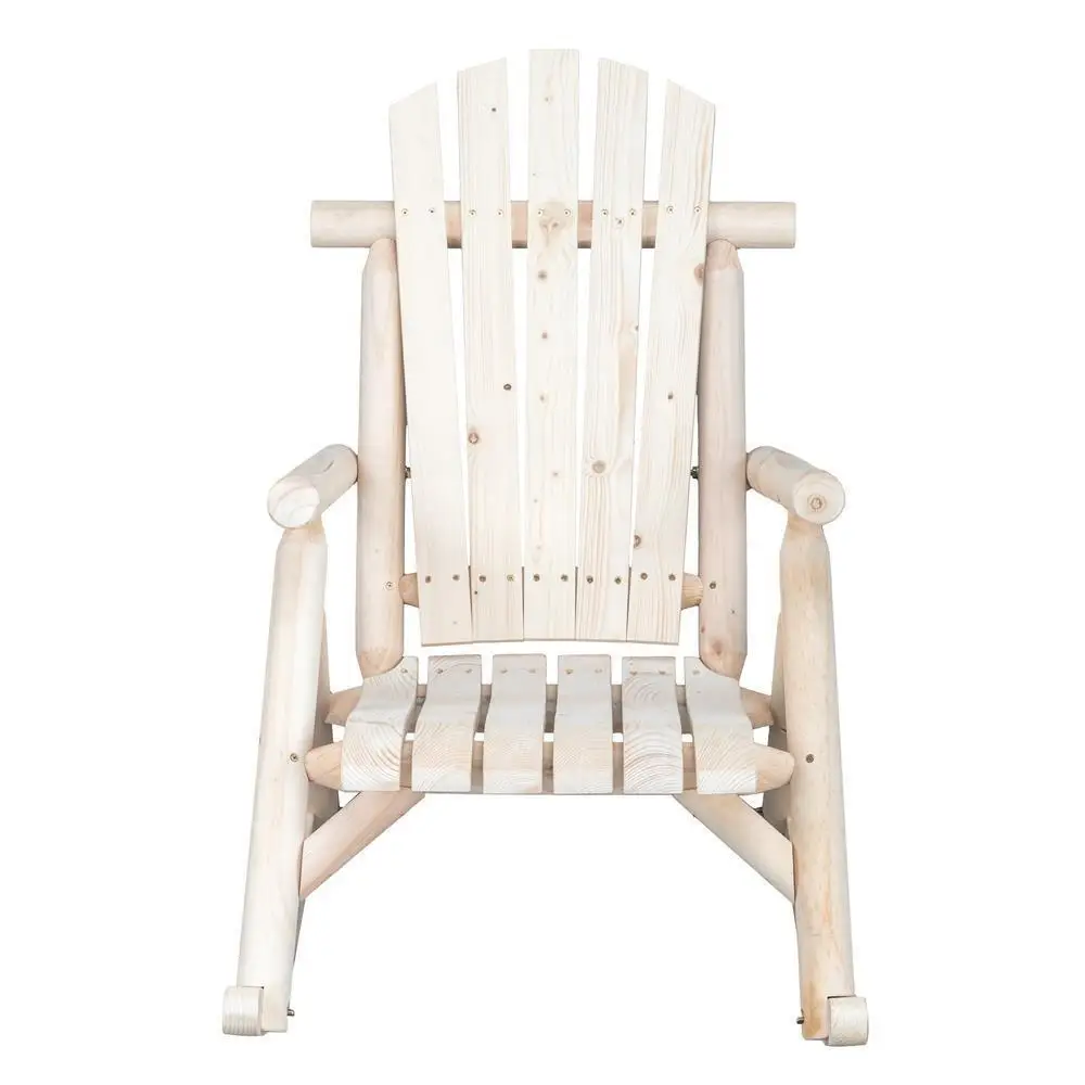 

Wooden Rocking Chair Porch Rocker High Back Garden Seat For Indoor Out Log Color