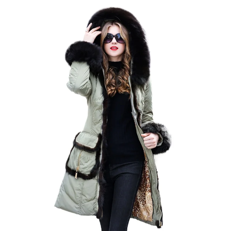 AYUNSUE Luxury Natural Mink Fox Fur Hooded Women's Winter Down Jacket Female Duck Down Coat Thick Warm Parkas Woman Abrigos 3118