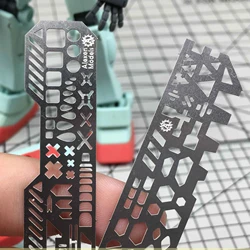 Stainless steel 4 In 1 Details carving Auxiliary Ruler Detail Renovation Engraving Aids For Gundam Hobby Model Making DIY Tools