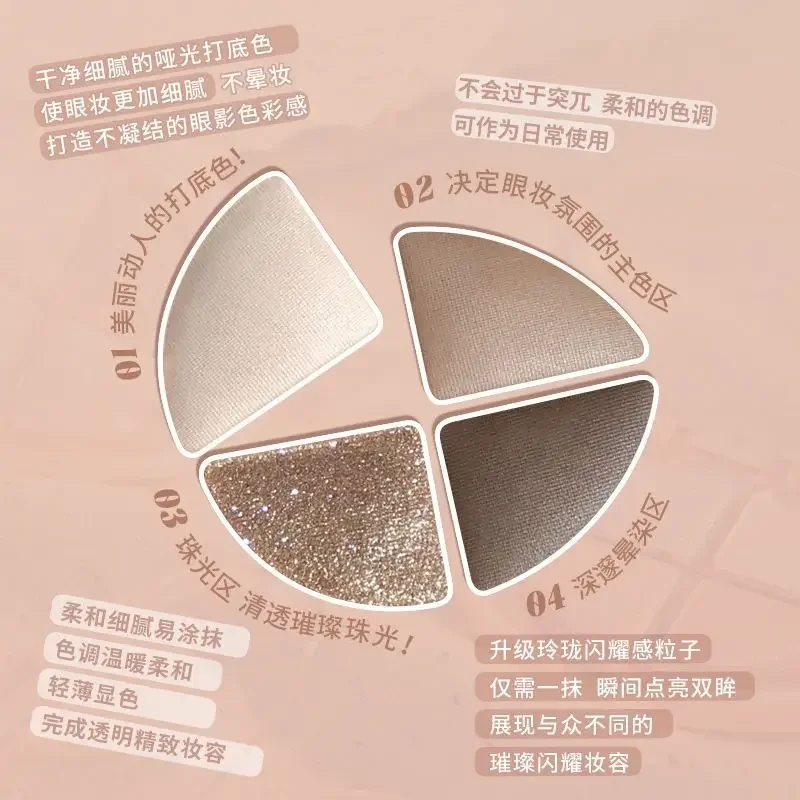 GOGO TALES 4 Color Eyeshadow Palette Long Lasting Easy To Wear Matte Pearl Glitter Eyeshadow Daily Beauty Make Up Palette