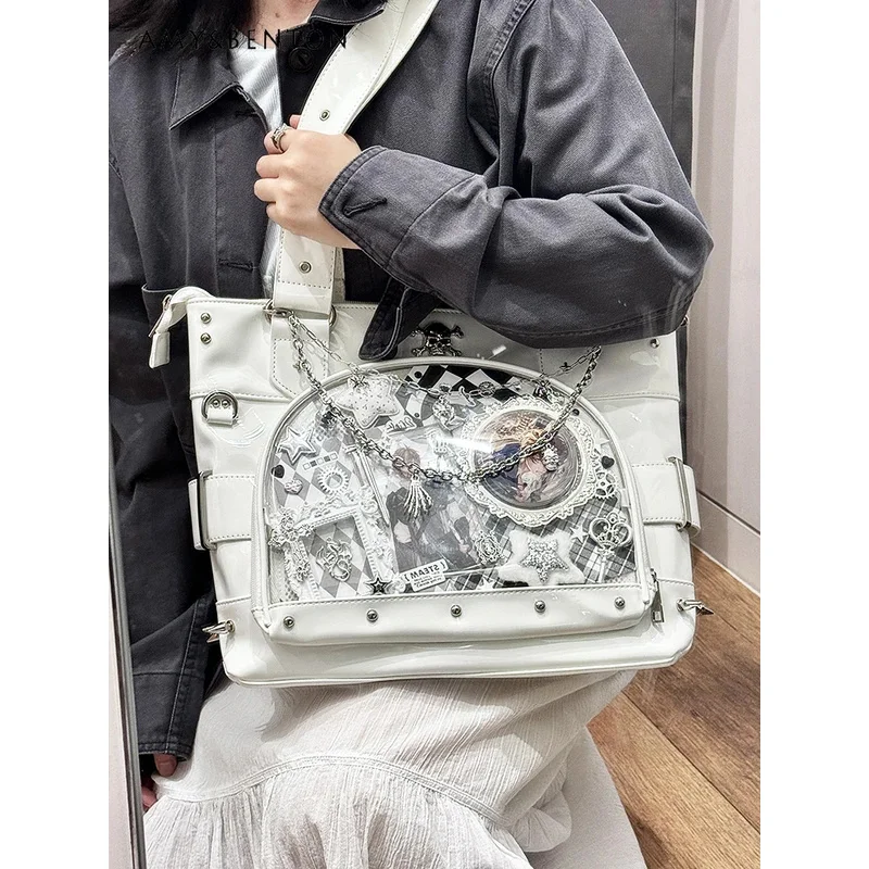 

25COSOriginal Japanese Two-dimensional Girl Itabag Messenger Bag Subculture Y2k Shoulder Bag Large-capacity Transparent PU Handb