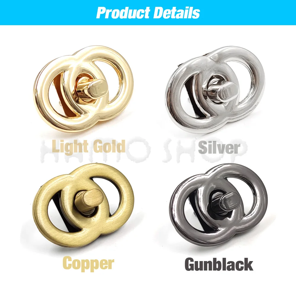 1pc Metal O Shape Double Circle Twist Turn Lock Clasp Buckle for Leather Craft Handbag Purse DIY Hardware Accessories