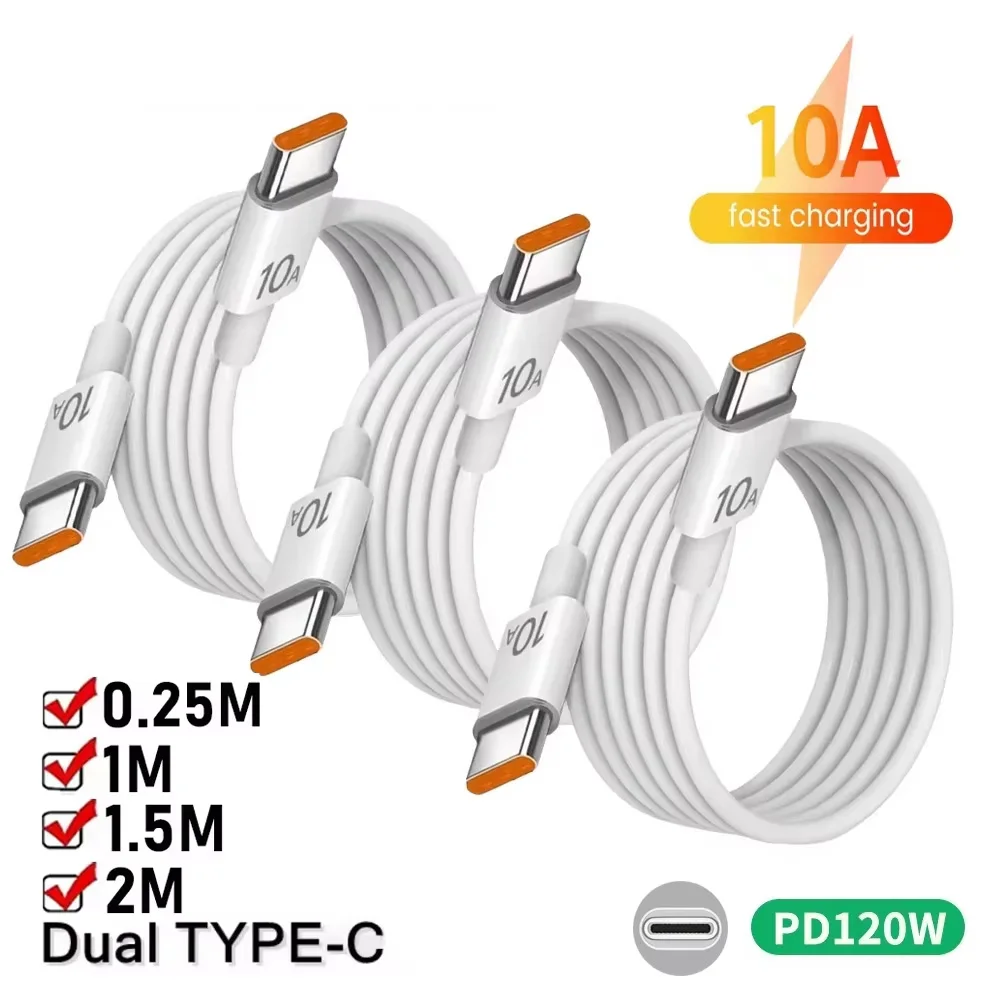 120W 10A Schnellladegerät Dual PD Typ C zu Typ C Schnellladekabel Hochgeschwindigkeits-Datenübertragungskabel für Samsung Xiaomi Apple