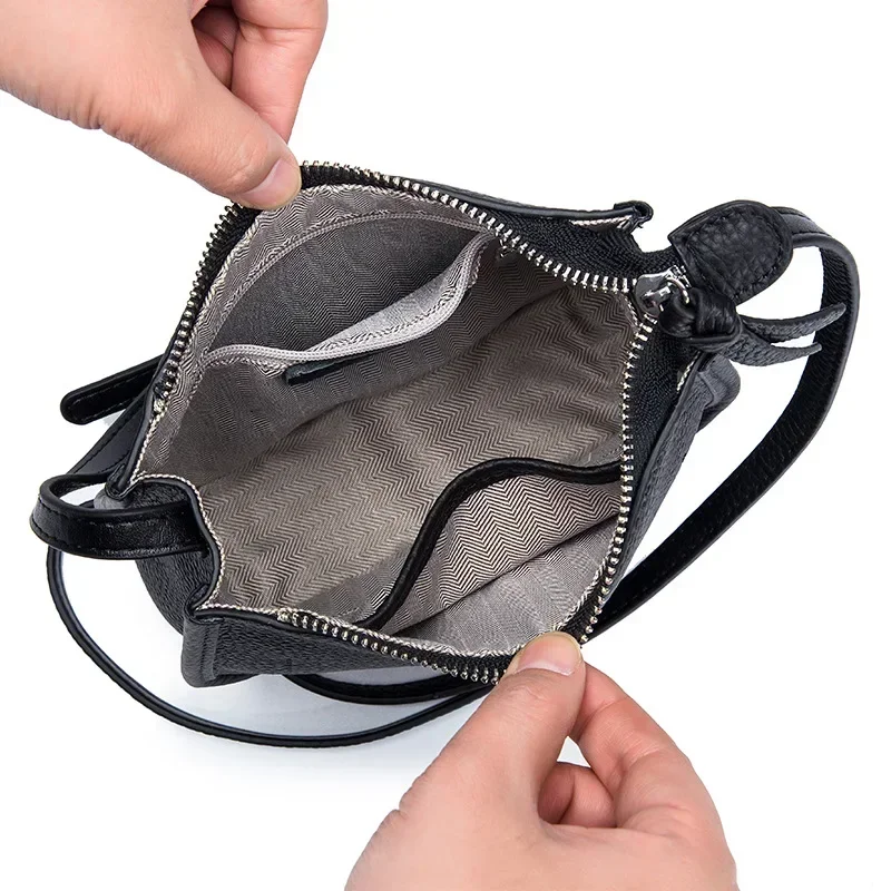 High Quality Genuine Leather Shoulder Bag Women Solid Color Simple Casual Cowhide Crossbody Bag New In Fashion Small Female Bags