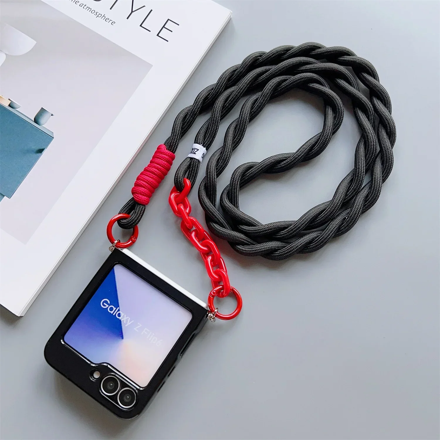 Candy Solid Schutzhülle mit Umhängeband, schlanke Handyhülle für Samsung Galaxy Z Flip 8 7 4 5 6 Flip6 Flip7, niedliche Hülle – Detail 11