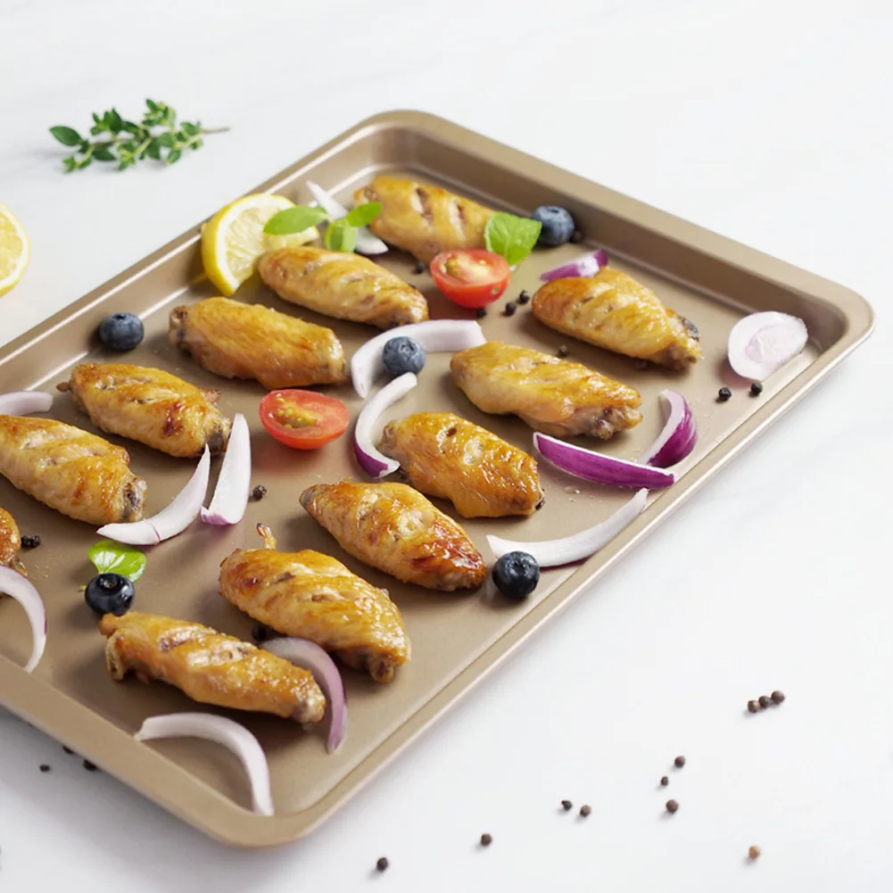 Acero rico en carbono + revestimiento antiadherente. ​ Bandeja para hornear, pastel negro, sartén para galletas de carbono, bandeja para horno de panadería de acero