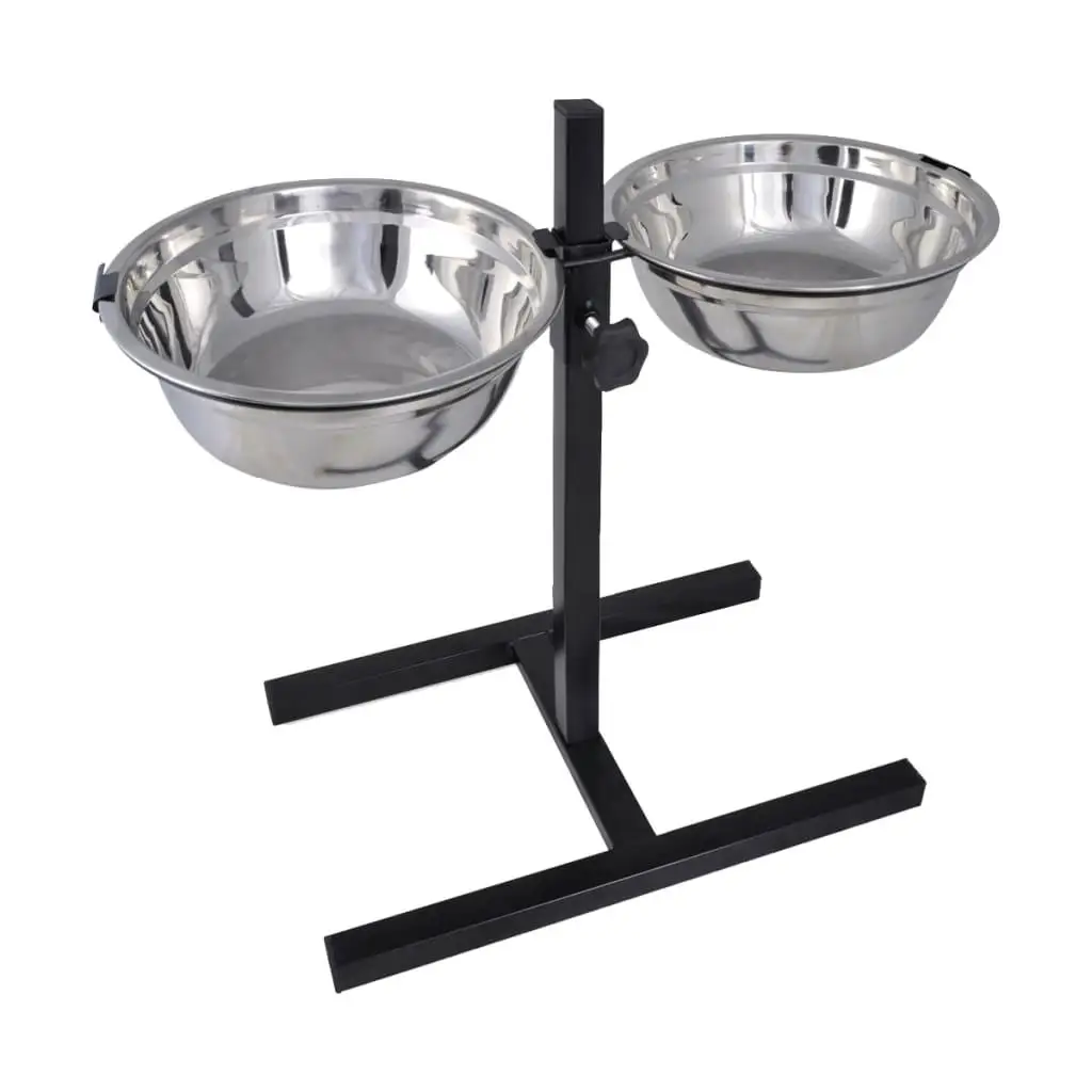 Adjustable Double Pet Feeding Stand with 2 x 2.6L Stainless Steel Bowls for Dogs & Cats