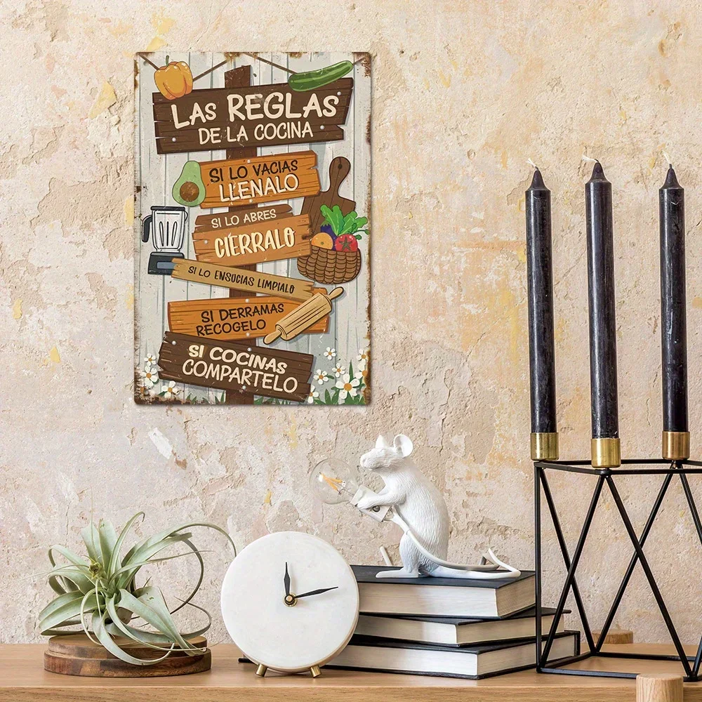 Retro Kitchen Wall Decor Aluminum Sign, Spanish Style 
