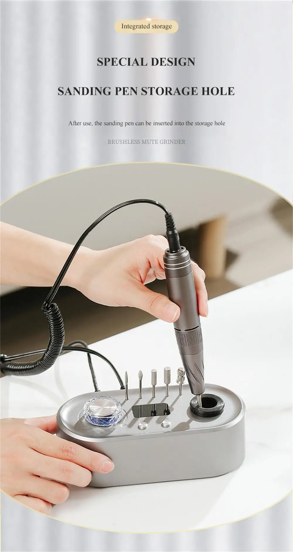 JIN PAI Professional Nail Drill Machine 40000RPM Plug-in Electric Strong Electric Nail Drill Low Noise Nail Polishing Machine