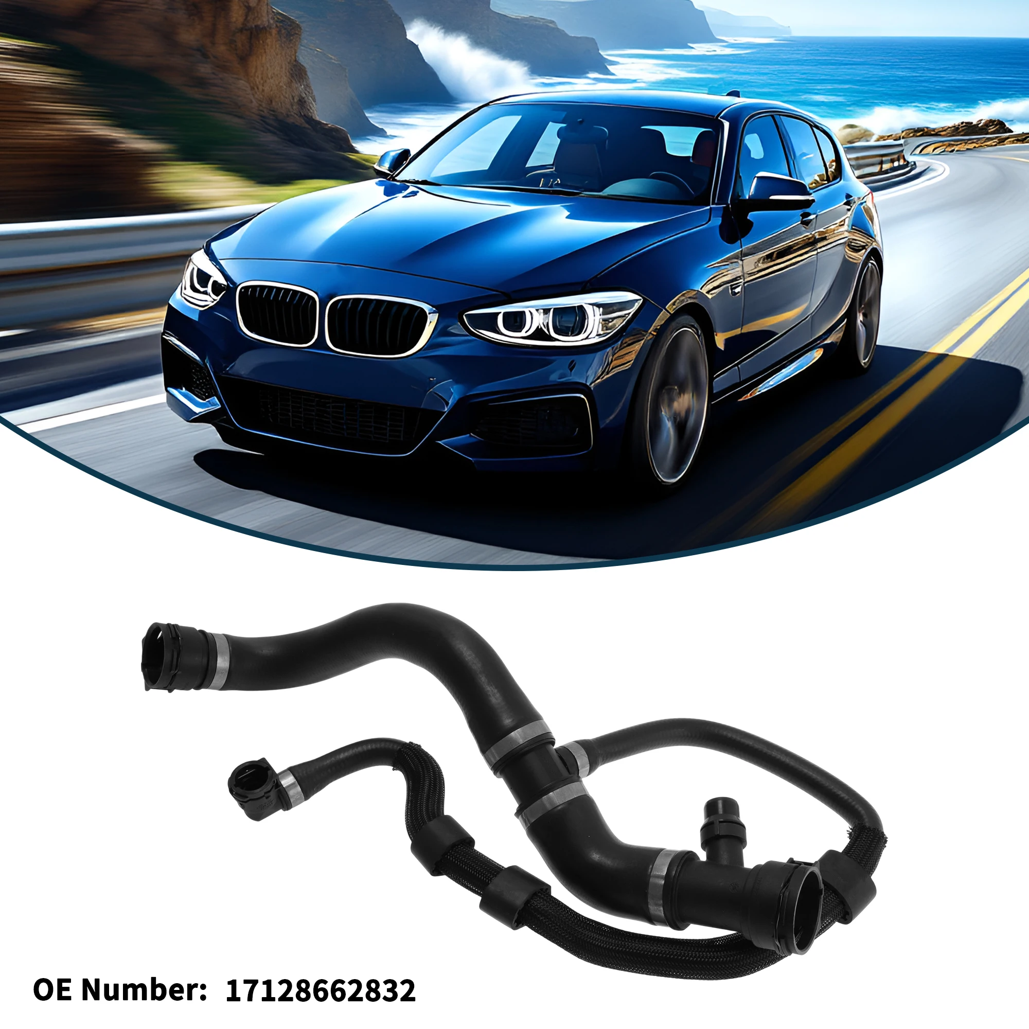 

UXCELL Шланг радиатора для BMW 1 серии 2015 No 17128662832 Резиновая трубка охлаждающей жидкости, черный, 1 шт.