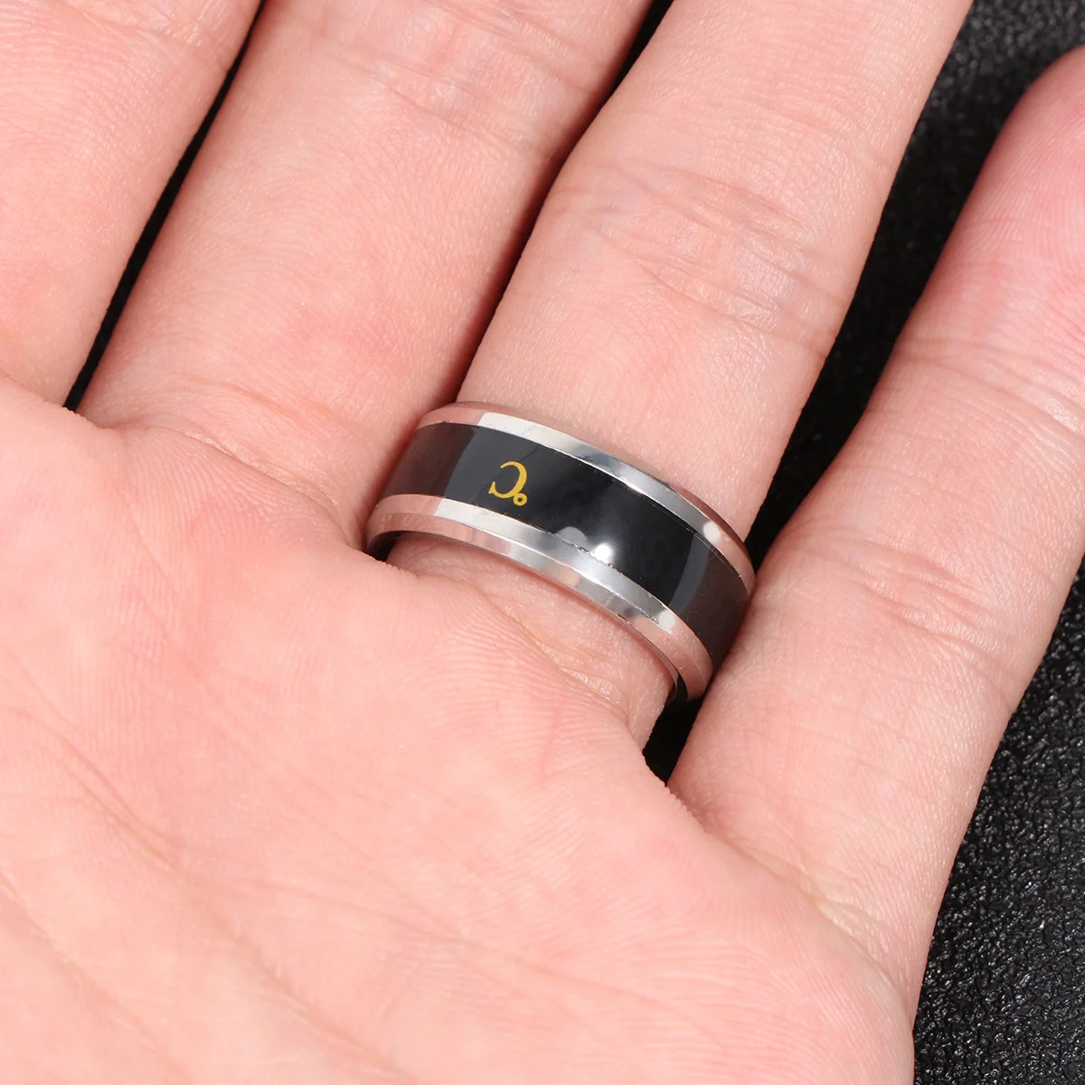 حلقة معدنية حساسة للحرارة مقاس 8 مم، حلقة إصبع متغيرة الألوان، تصميم دائري بسيط، هدية مجوهرات ساحرة فريدة لأصدقاء العائلة #5