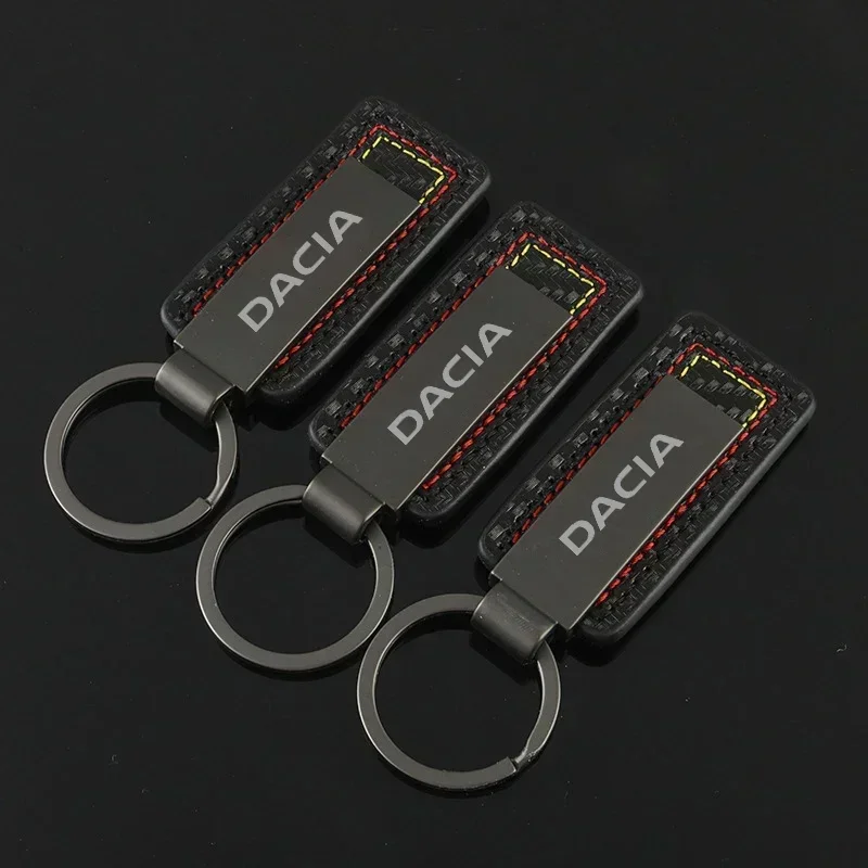 Carbon Fiber Leather Car Alloy Keychain Key Chain Rings Gifts for Duster Spring Logan Sandero Jogger Lodgy Bigster Dokker MCK