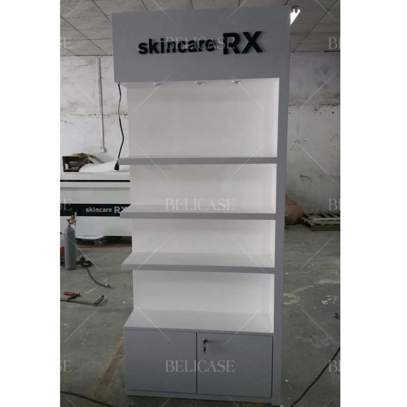 2025customized. makeup display showcase cosmetic shop furniture decorations skincare wooden wall shelf display cabinets cosm