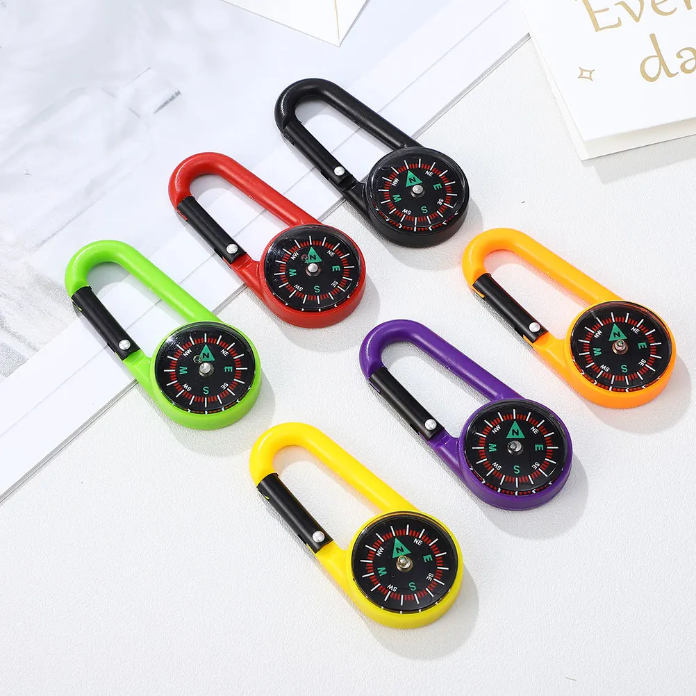 

12pcs Plastic Compass Carabiner Outdoor Mini Hiking Camping Keychain Portable Snap Hook Lightweight Durable