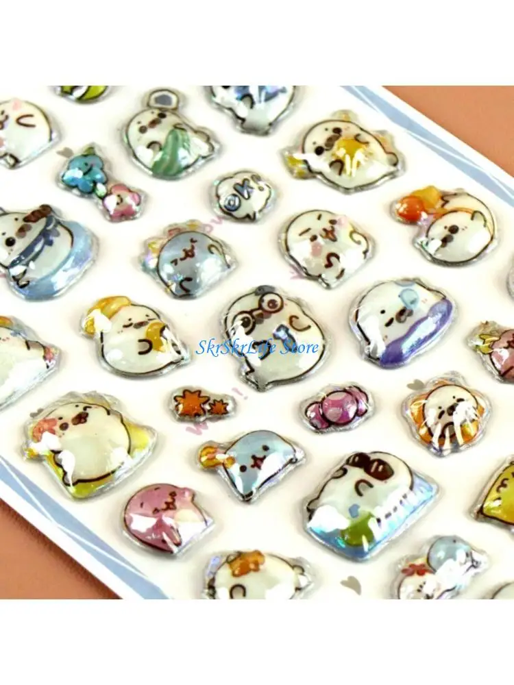 E65E Reusing Tiny Patches for Water Bottle, Notebook, Scrapbooking 3D Sticker Cartoon Sticker Tiny Handcraft Sticker