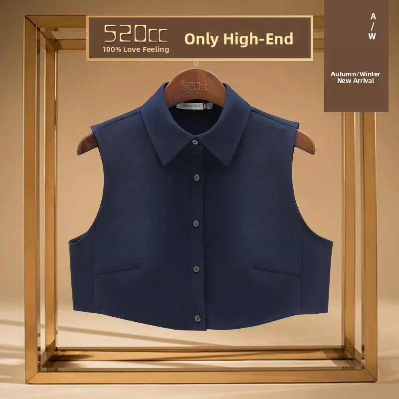 Elegant-faux-col-bleu-a-col-pointu-pour-femmes-accessoire-de-chemise-tendance-polyvalent-et-amincissant-pour-l'automne-et-l'hiver