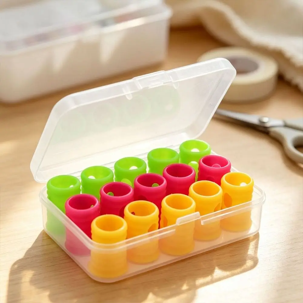 15Pcs Plastic Padel Racket Dampeners Colorful Ring Shape Racket Vibration Dampeners Vibration Reducing Clear Storage Case