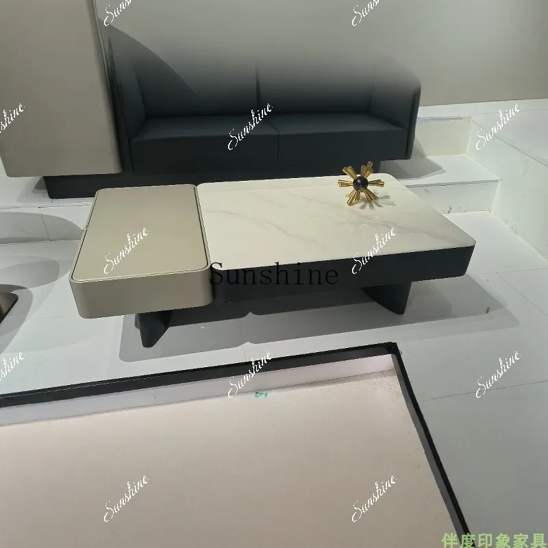 Italian light luxury microcrystalline stone small apartment modern simple rectangular coffee table living room home  FT