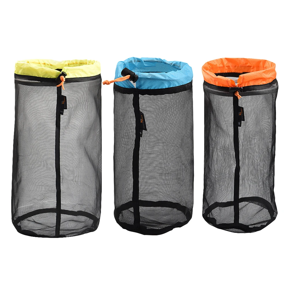 

3pcs Mesh Storage Bag Drawstring Laundry Compression Sack Dirty Clothes Pouch Hammock Organizer Travel Camping Kids Toys Beach
