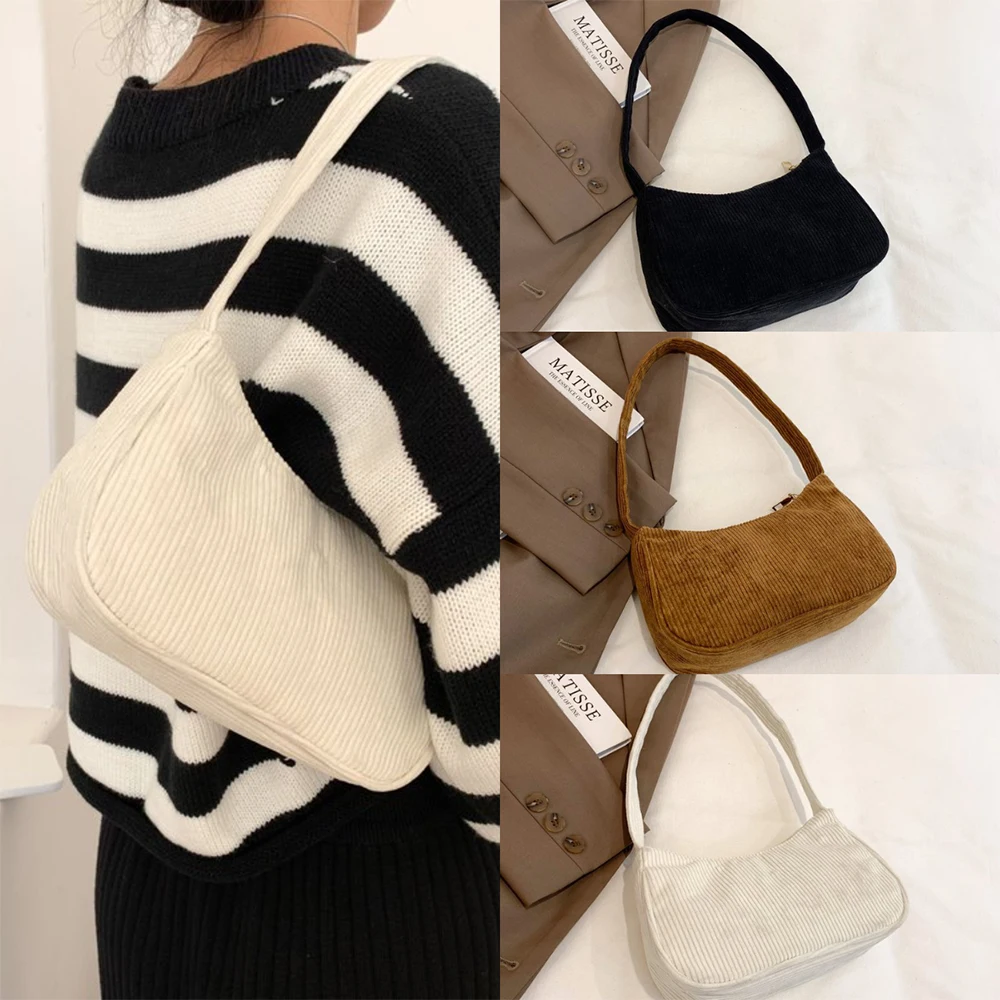 Retro corduroy women's underarm bag, shoulder bag, handbag, casual bag for daily use.zwq