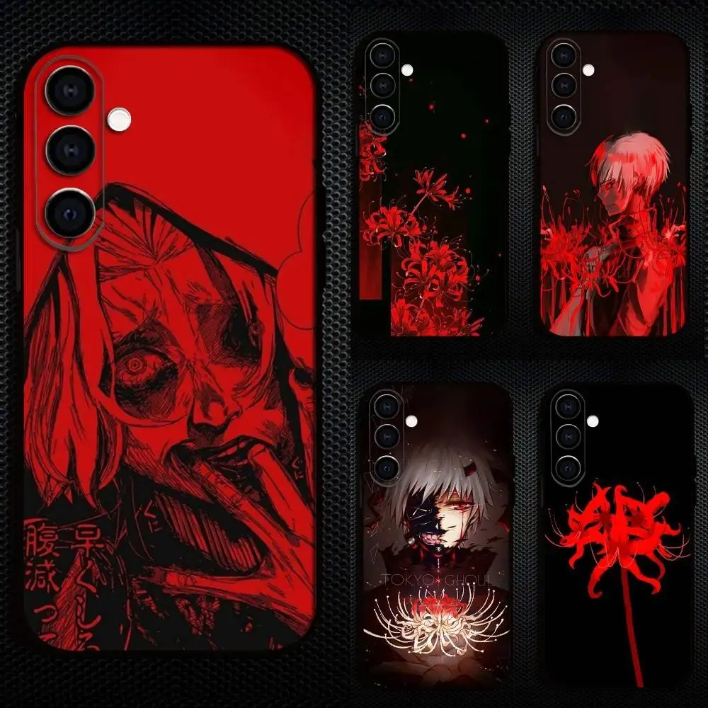 

T-Tokyo G-Ghoul Red Spider Lily Phone Case For Samsung Galaxy A73,A72,A71,A70,A53,A52,A51,Others Soft Black Cover