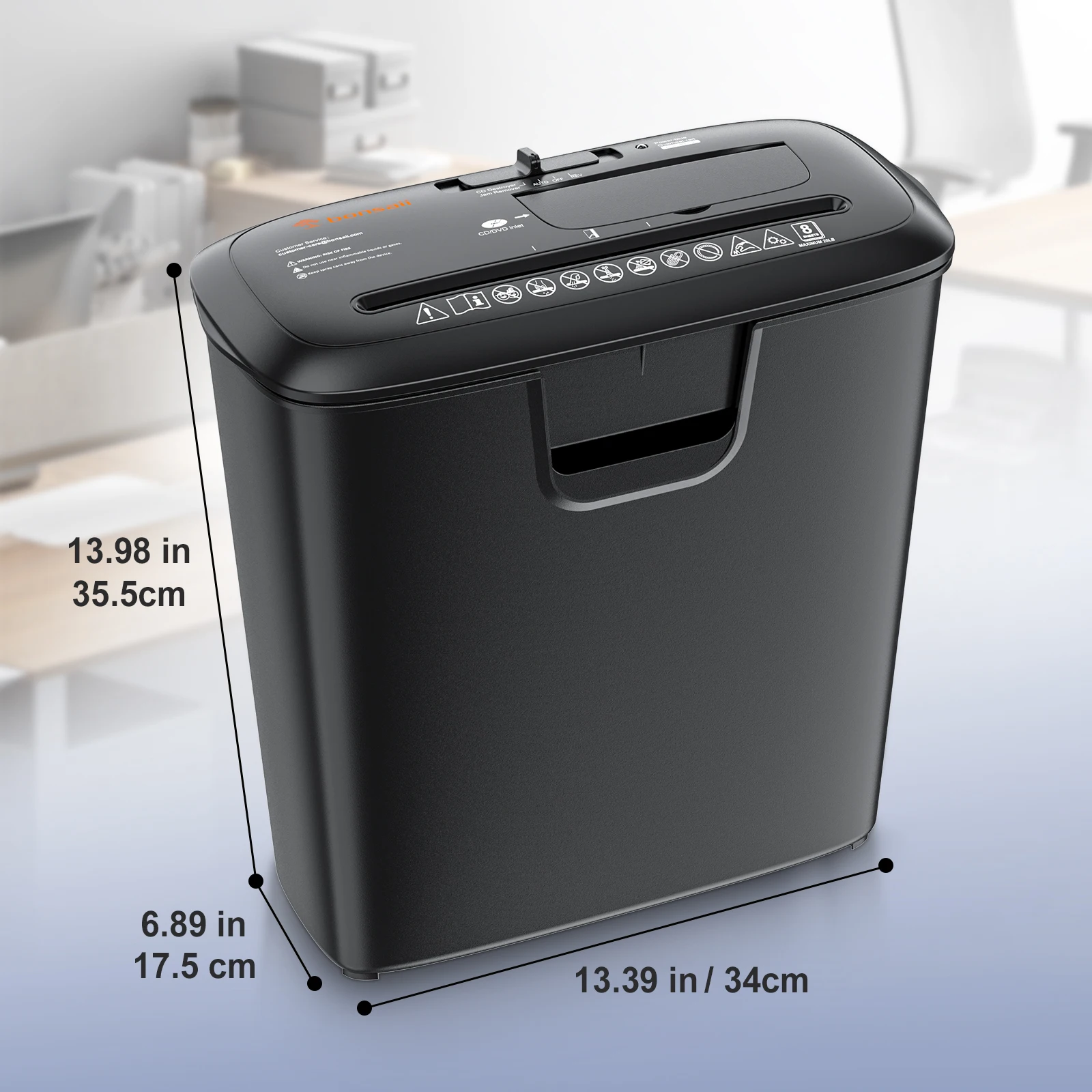 Bonsaii 8-Sheet Strip-Cut Paper Shredder for Small Business Overheat Devised and 4 Control Switch with 3.4 Gallons Dustbin