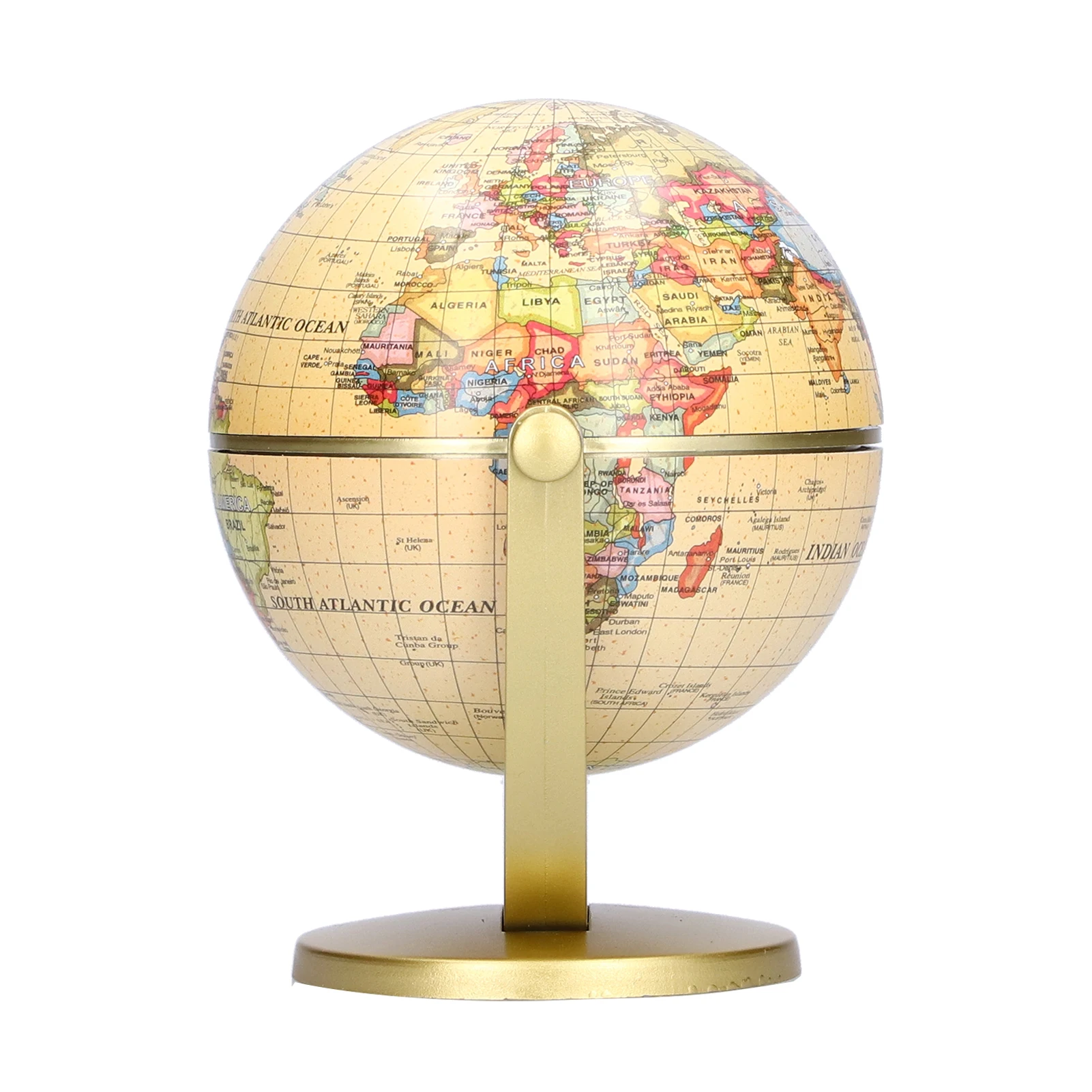 Vintage World Map Globe with Stand English Edition Desktop Rotating Earth Geography Globe Decor for Home School Teaching Tool