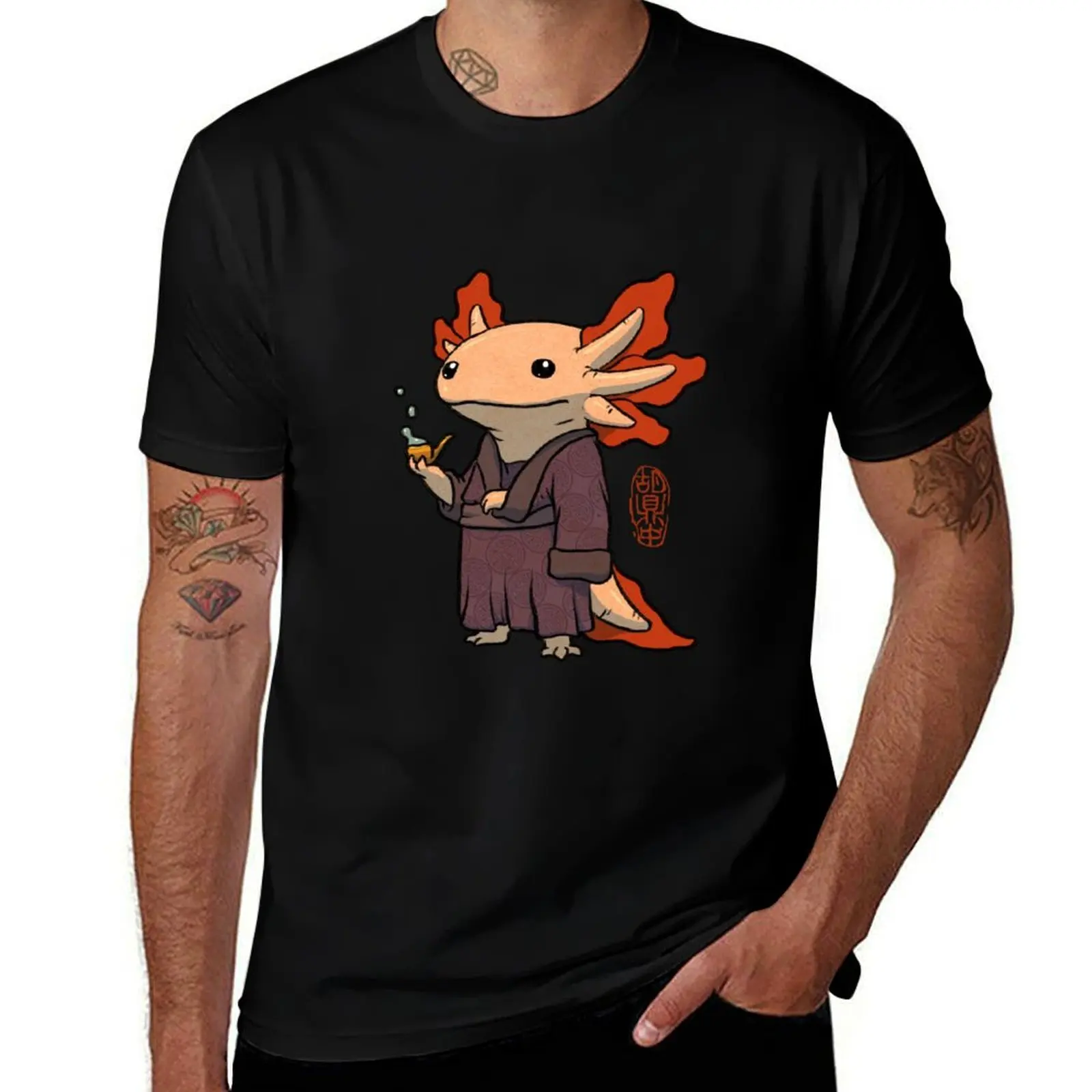 

cute axolotl philosopher T-Shirt baggy shirts vintage anime shirt basketball graphic tees mens t shirt graphic