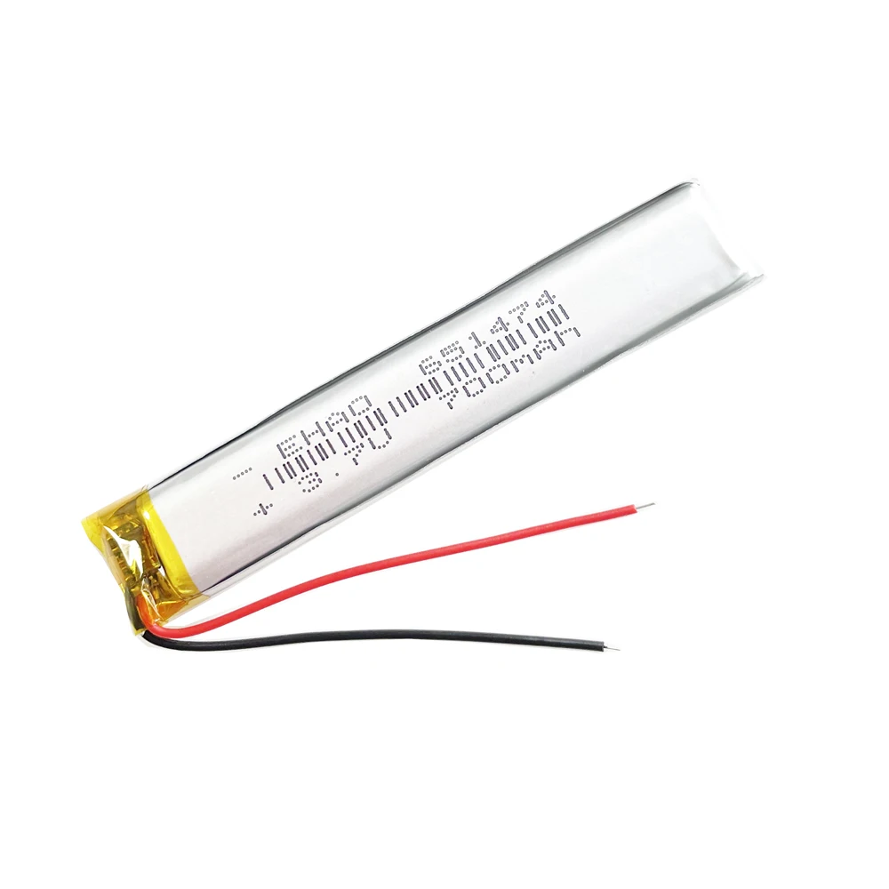 3.7V 700mAh akumulator litowo-polimerowy długa taśma Lipo 651474 do lekkich LED z Bluetooth rowerowych do masażu