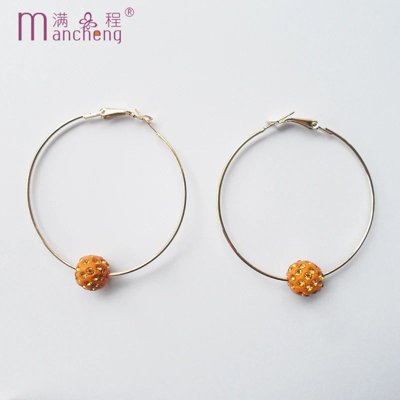 Hyperbole Gold Soft pottery wall inlay ceramics Crystal single Earring Circle Geometry Drop Hoops ceramics Earrings Women (50MM)