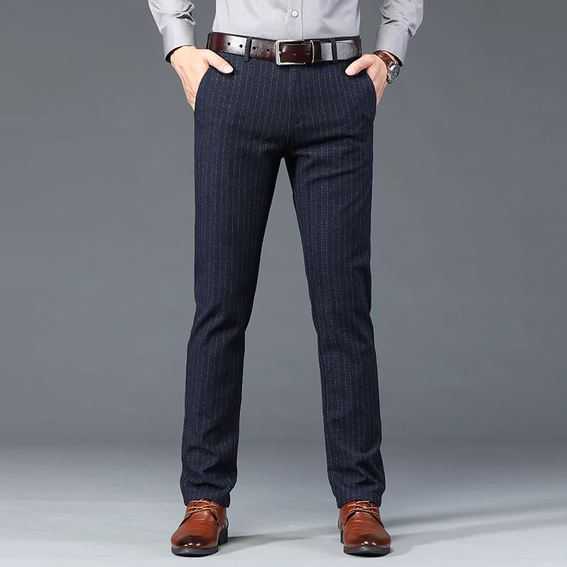 2024 New Men's Pants Trendy Fashion High-End All-Match Loose Straight Korean Striped Business Casual Trousers