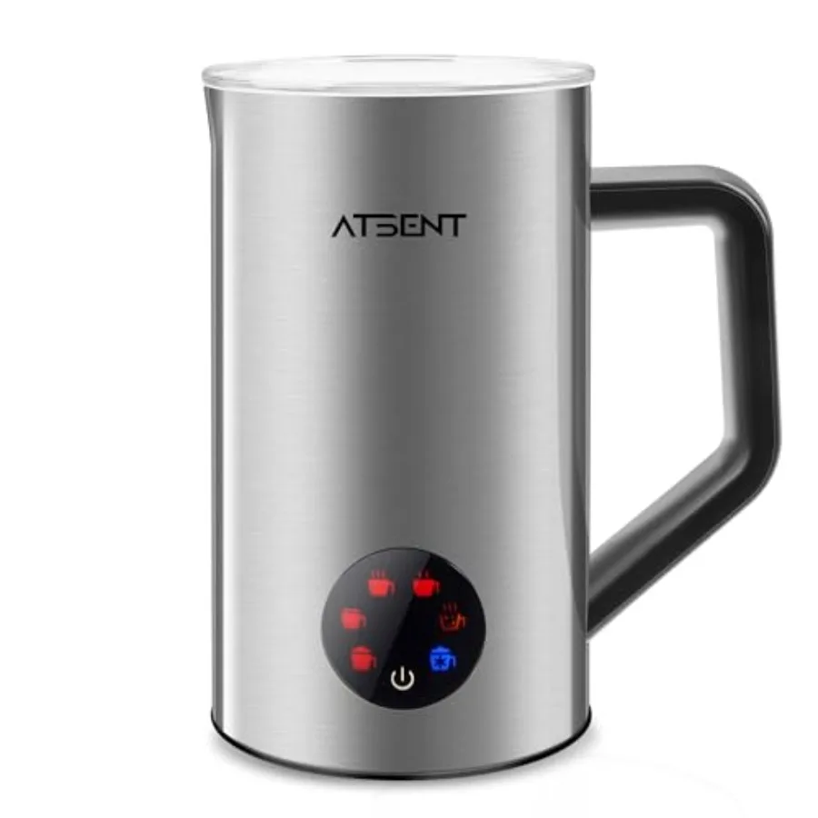 

Milk Frother and Steamer for Coffee, Latte, Cappuccino, Hot Chocolate 6-in-1 Electric Frother, 17oz, Silver, Auto Shut Off, Tou